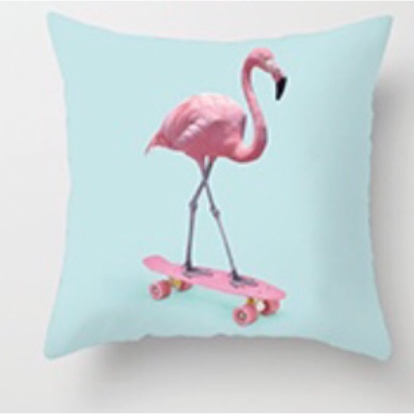 Flamingo on Skateboard Pillow Case - Picture 1 of 6